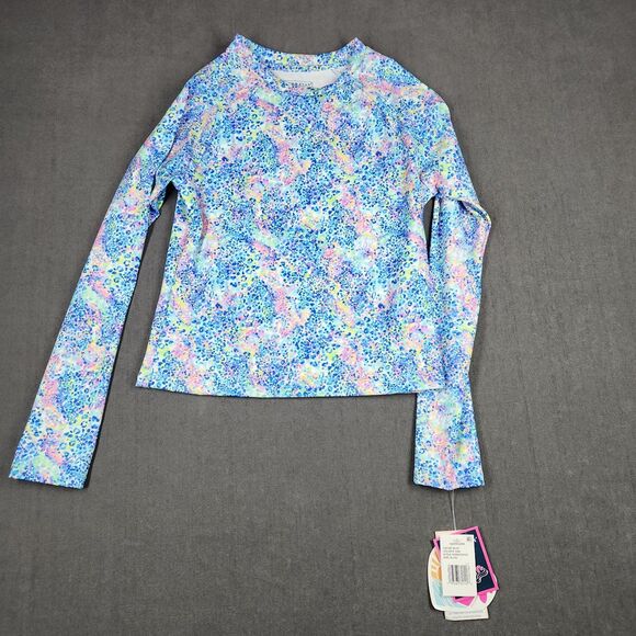 Andy & Evan Rash Guard Girls Size 16 Printed Shirt Long Sleeve SPF 50 Nwt Blue - Picture 1 of 9